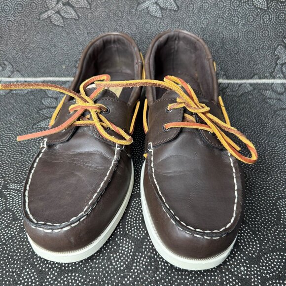 Sonoma Life+Style Mens Brown Leather Boat Shoes Size 10 M Lace-Up Deck Footwear - Picture 2 of 8